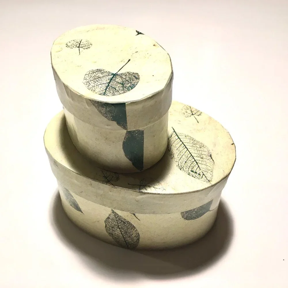 2 Handmade Oval Nesting Boxes with Lids